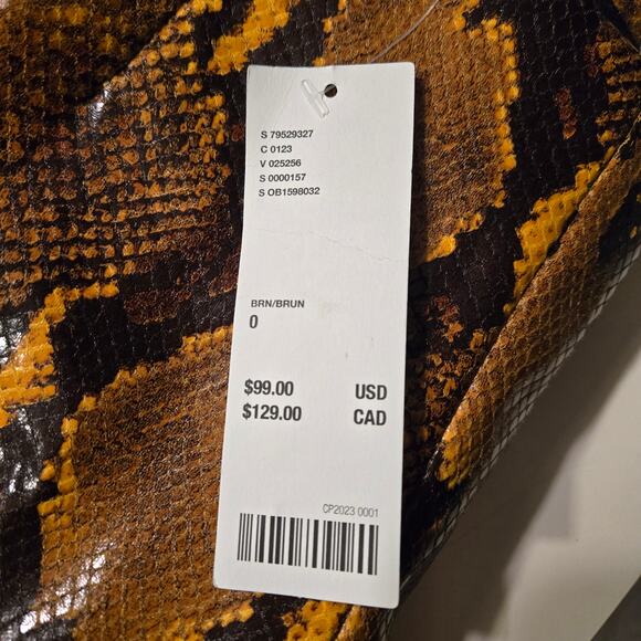 NWT Urban Outfitters Leah Python Pants Gold Black Faux Leather Belted size 0 - Picture 4 of 15